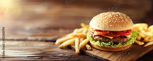 Delicious Hamburger with Ch...