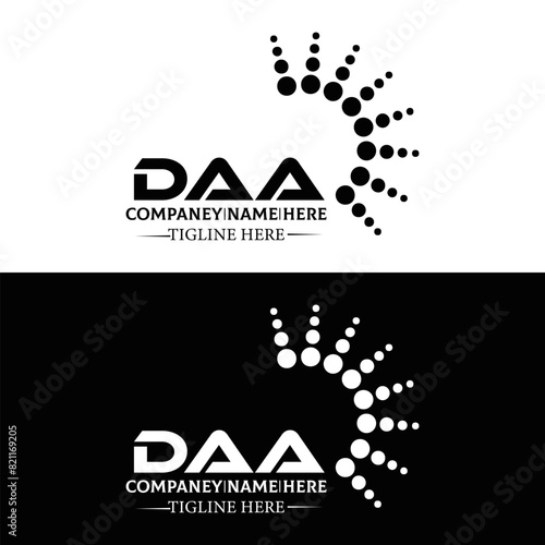 DAA logo. D A A design. White DAA letter. DAA, D A A letter logo design. D A A letter logo design in FIVE, FOUR, THREE, style. letter logo set in one artboard. D A A letter logo vector design.	
