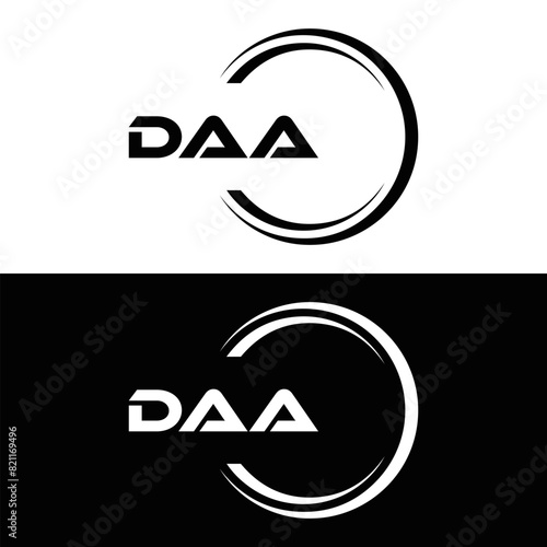 DAA logo. D A A design. White DAA letter. DAA, D A A letter logo design. D A A letter logo design in FIVE, FOUR, THREE, style. letter logo set in one artboard. D A A letter logo vector design.	
