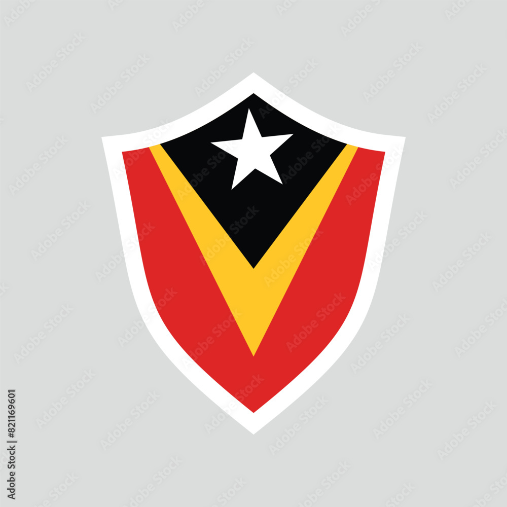 East Timor Flag in Shield Shape Frame East Timor Flag in Shield Shape Frame