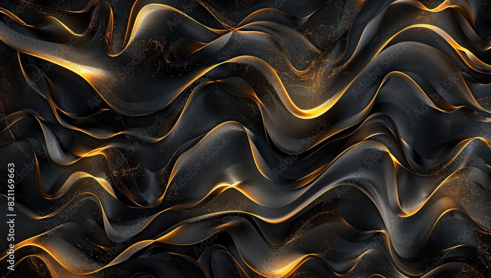 Fototapeta premium Modern Black and Gold Flowing Lines