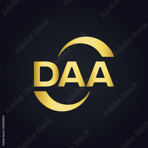 DAA logo. D A A design. White DAA letter. DAA, D A A letter logo design. D A A letter logo design in FIVE, FOUR, THREE, style. letter logo set in one artboard. D A A letter logo vector design.	
