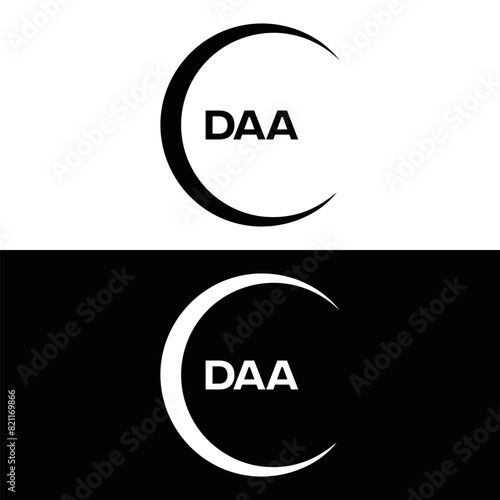 DAA logo. D A A design. White DAA letter. DAA, D A A letter logo design. D A A letter logo design in FIVE, FOUR, THREE, style. letter logo set in one artboard. D A A letter logo vector design.	
