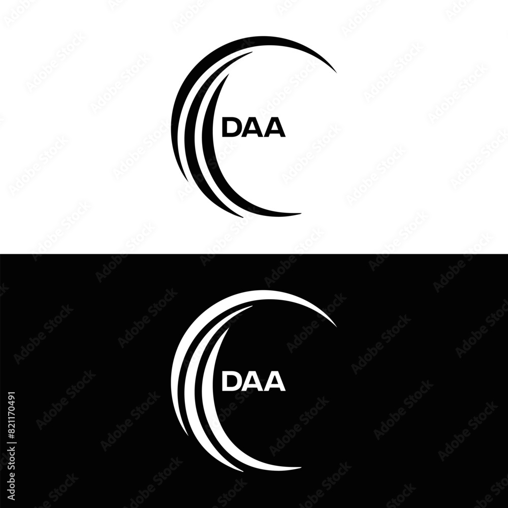 DAA logo. D A A design. White DAA letter. DAA, D A A letter logo design. D A A letter logo design in FIVE, FOUR, THREE, style. letter logo set in one artboard. D A A letter logo vector design.	
