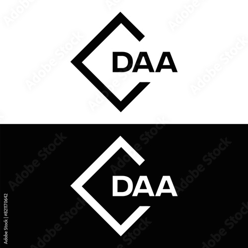 DAA logo. D A A design. White DAA letter. DAA, D A A letter logo design. D A A letter logo design in FIVE, FOUR, THREE, style. letter logo set in one artboard. D A A letter logo vector design.	
