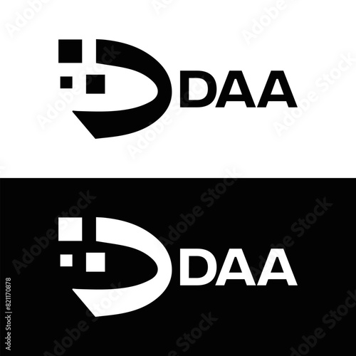 DAA logo. D A A design. White DAA letter. DAA, D A A letter logo design. D A A letter logo design in FIVE, FOUR, THREE, style. letter logo set in one artboard. D A A letter logo vector design.	
