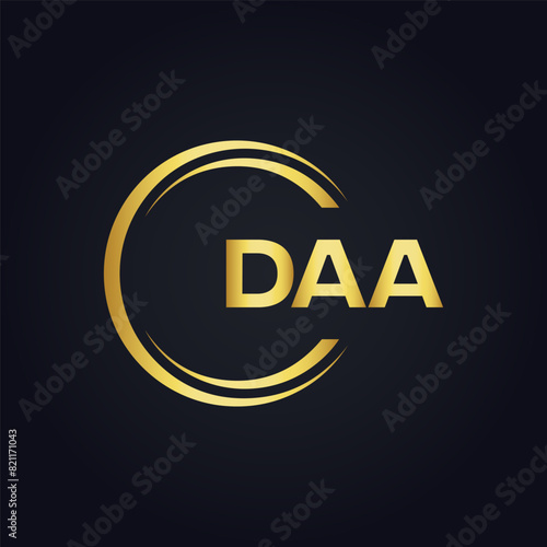 DAA logo. D A A design. White DAA letter. DAA, D A A letter logo design. D A A letter logo design in FIVE, FOUR, THREE, style. letter logo set in one artboard. D A A letter logo vector design.	
