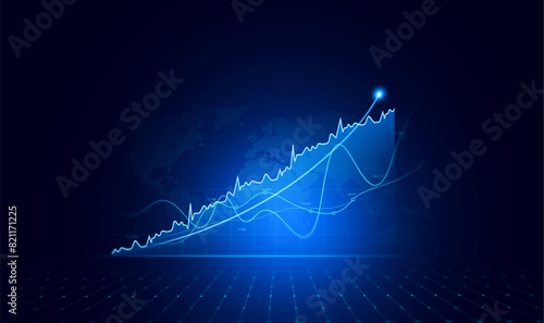 Analysis finance graph and market chart investment. Business development, financial plan and strategy. Stock market business and exchange financial growth graph.	
