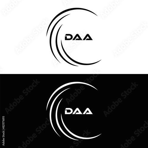 DAA logo. D A A design. White DAA letter. DAA, D A A letter logo design. D A A letter logo design in FIVE, FOUR, THREE, style. letter logo set in one artboard. D A A letter logo vector design.	

