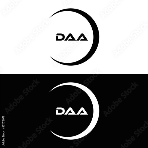 DAA logo. D A A design. White DAA letter. DAA, D A A letter logo design. D A A letter logo design in FIVE, FOUR, THREE, style. letter logo set in one artboard. D A A letter logo vector design.	
