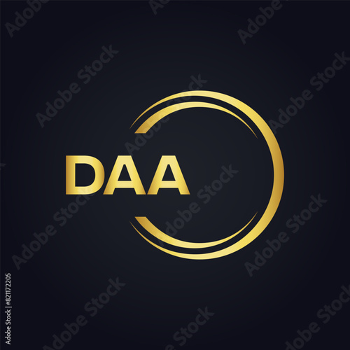 DAA logo. D A A design. White DAA letter. DAA, D A A letter logo design. D A A letter logo design in FIVE, FOUR, THREE, style. letter logo set in one artboard. D A A letter logo vector design.	
