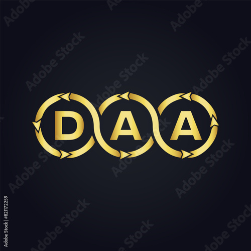DAA logo. D A A design. White DAA letter. DAA, D A A letter logo design. D A A letter logo design in FIVE, FOUR, THREE, style. letter logo set in one artboard. D A A letter logo vector design.	
