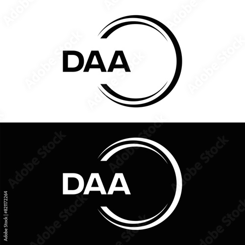 DAA logo. D A A design. White DAA letter. DAA, D A A letter logo design. D A A letter logo design in FIVE, FOUR, THREE, style. letter logo set in one artboard. D A A letter logo vector design.	
