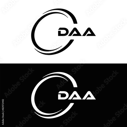 DAA logo. D A A design. White DAA letter. DAA, D A A letter logo design. D A A letter logo design in FIVE, FOUR, THREE, style. letter logo set in one artboard. D A A letter logo vector design.	
