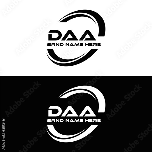 DAA logo. D A A design. White DAA letter. DAA, D A A letter logo design. D A A letter logo design in FIVE, FOUR, THREE, style. letter logo set in one artboard. D A A letter logo vector design.	
