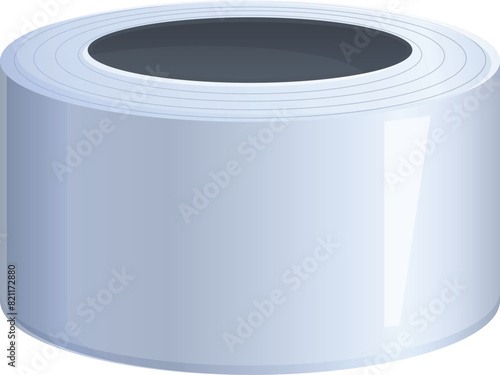 Vector graphic of a silver duct tape roll with a white background, ideal for diy themes