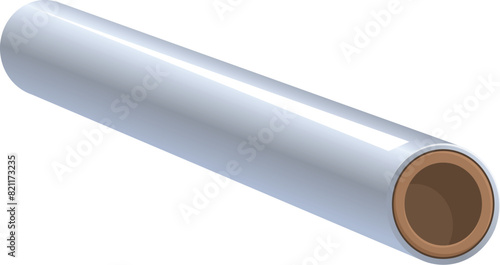 Highquality rendering of a cylindrical aluminum foil roll isolated on white background