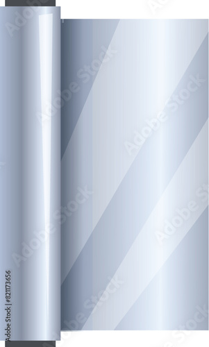 Shiny aluminum foil roll isolated on a white background, useful for kitchen and packaging needs