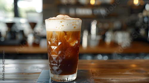 photo of a coldbrew with sweet cold foam on a table
