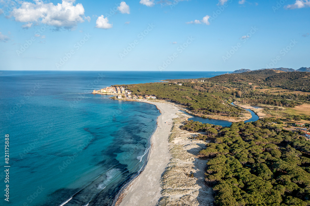 Fototapeta premium Aerial View of Santa Lucia, Siniscola, Province of Nuoro, Sardinia 