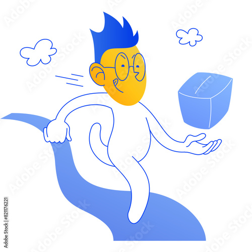 Character delivering a package