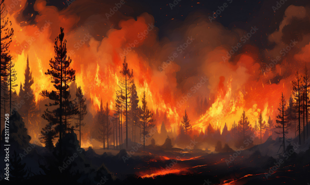 Intense hot summer weather causes severe drought in forests which are threatened by massive fires. Intense hot summer weather causes severe drought in forests which are threatened by massive fires.