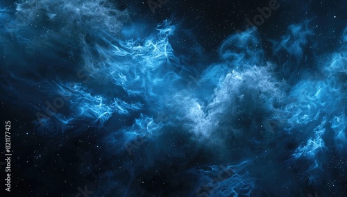 Blue Ethereal Nebula in the Cosmos