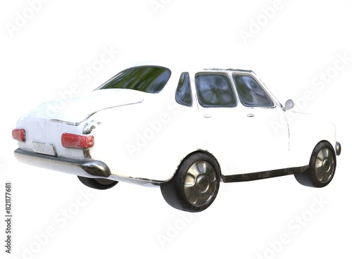 3D render of a cartoon car. Car on a light background. 3D render.	
