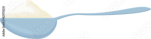 Detailed illustration of a spoon laden with fresh, creamy yogurt on a clean white background