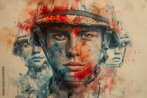 Illustration art of soldier background  soldier painting background. Wallpaper art