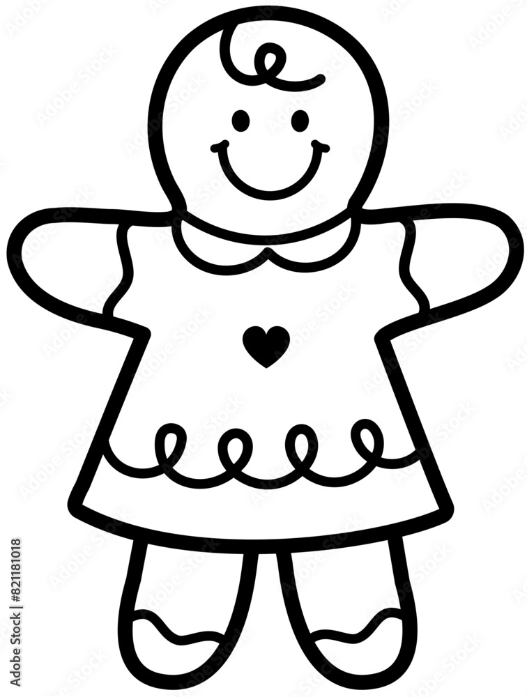 Obraz premium Gingerbread man cookie line vector