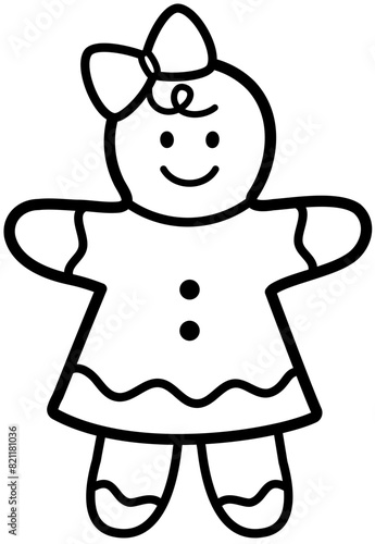 Gingerbread man cookie line vector
