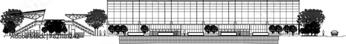 Sketch illustration vector drawing architectural design of theater hall