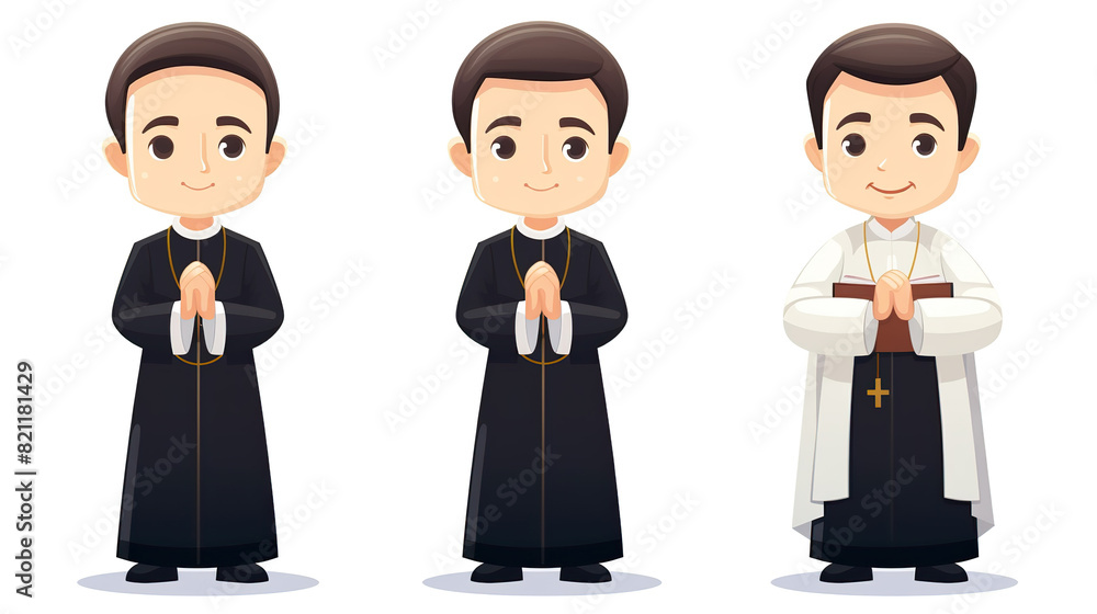 A solitary priest on a stark white background A solitary priest on a stark white background