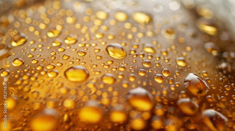 A close up of a glass of beer with droplets of condensation on the outside A close up of a glass of beer with droplets of condensation on the outside
