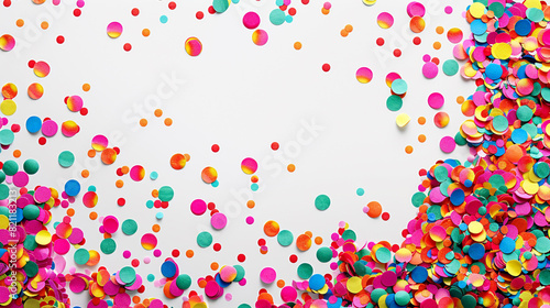 A vibrant confetti background with ample space for your personalized message  perfect for adding a festive touch to your celebration or event invitation on solid white background 