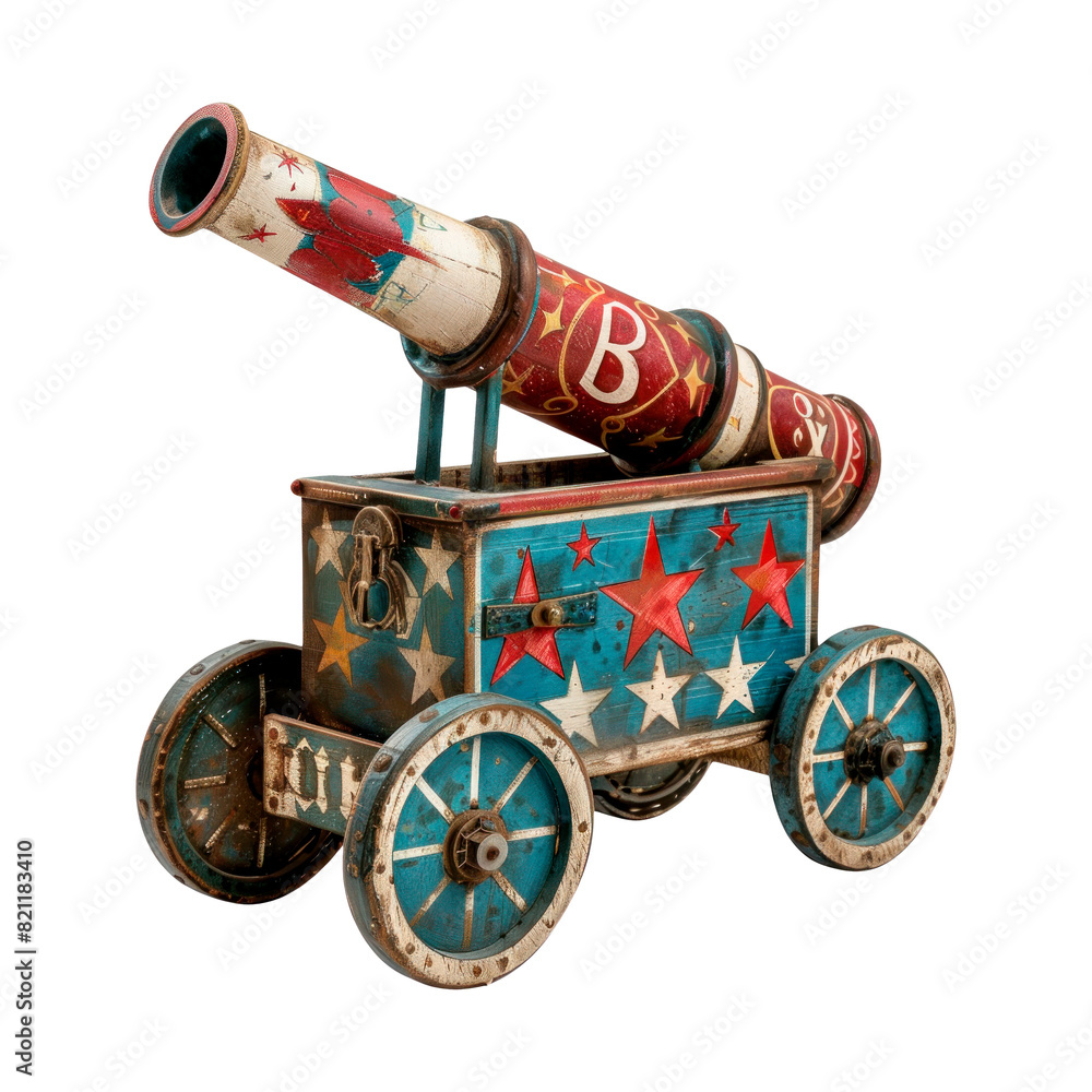 Naklejka premium Circus cannon. Isolated on transparent background.