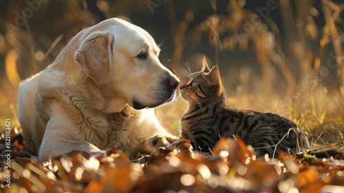 photo of Labrador Retriever and Persian cat photo