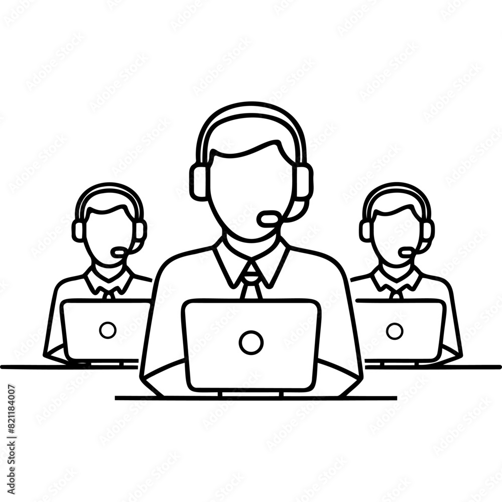 Continuous one line drawing of support service. Customer service outline vector illustration. Continuous one line drawing of support service. Customer service outline vector illustration.