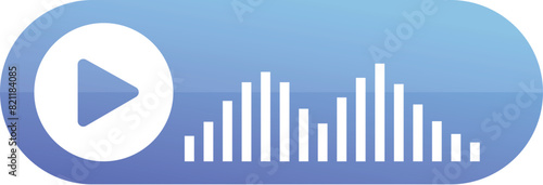 Modern play icon combined with audio wave graphics, isolated on a blue gradient background