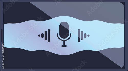 Illustration of a colorful voice recognition interface with a central microphone icon