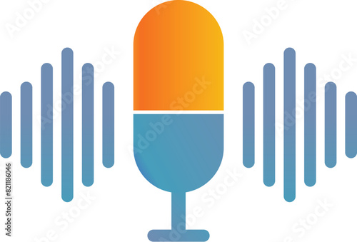 Modern vector illustration of a microphone with sound wave graphics ideal for audiorelated designs