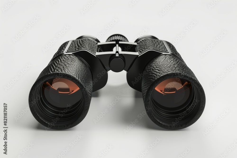 A pair of binoculars with black and orange lens A pair of binoculars with black and orange lens