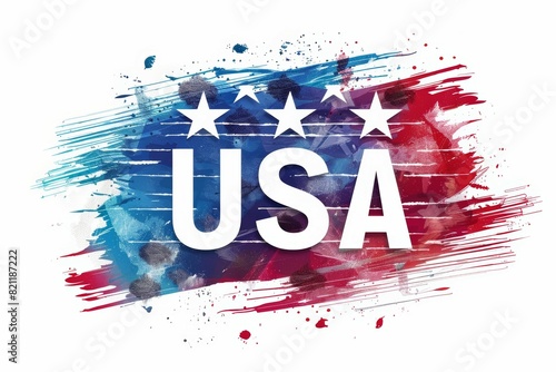 Colorful splatter of paint with the word USA in white