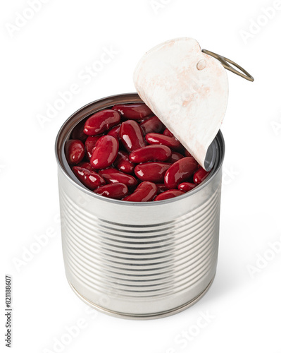 Opened tin can with red beans