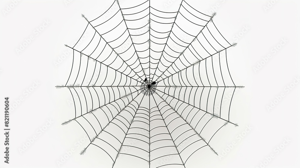 solitary spider web on a white background