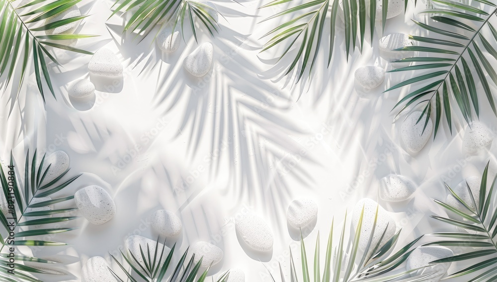 Shadows of Monstera Leaves on White Background