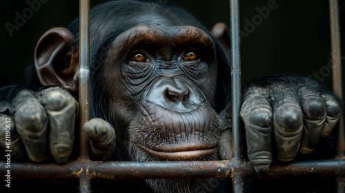 Adult chimpanzee thinking deeply