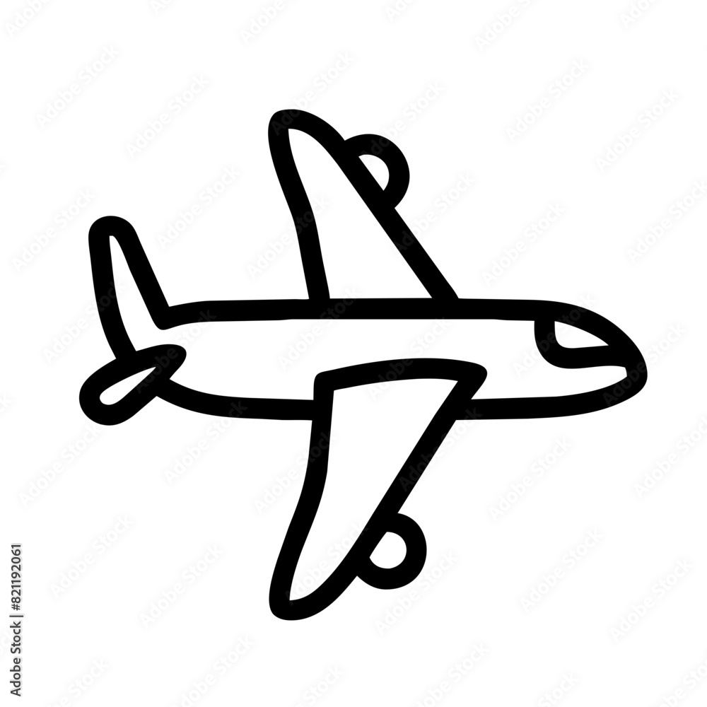 simple black and white vector illustration of an airplane, depicting air travel and transportation simple black and white vector illustration of an airplane, depicting air travel and transportation