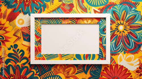 Bohemian patterns photo frame mock up 